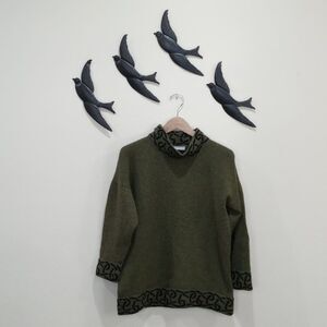 Vintage Koshka Knitwear Pure New Wool Sweater Hand Framed Scotland Celtic Knot L